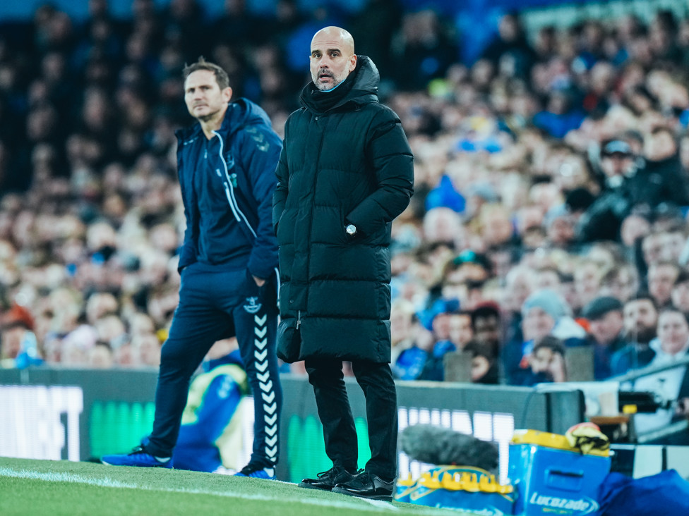 Guardiola x Lampard  : Os dois técnicos no último confronto entres as equipes, no Goodison Park.