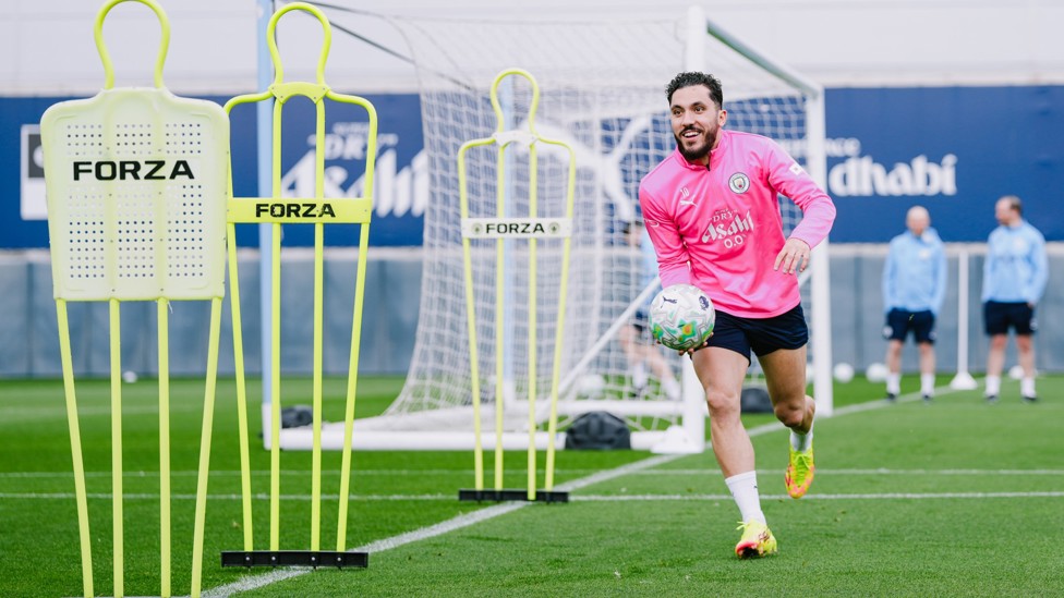 LOOK OUT: Rayan Cherki runs off with the ball