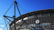 THE NAME GAME: Blues skies frame the Etihad Stadium