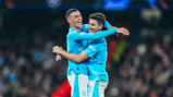 DOUBLE TROUBLE: Alvarez celebrates with Foden after putting us ahead!