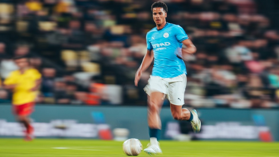 SUPER SPEED : Divine Mukasa darting forward in our FA Youth Cup game against Watford.