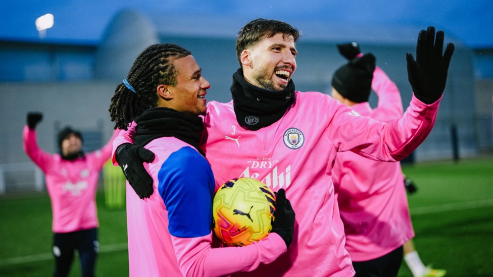 ALL SMILES: Ruben Dias and Nathan Ake summed up the collective mood!