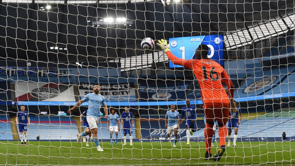 
                        NOT THIS TIME: Sergio Aguero is denied from the penalty spot
                