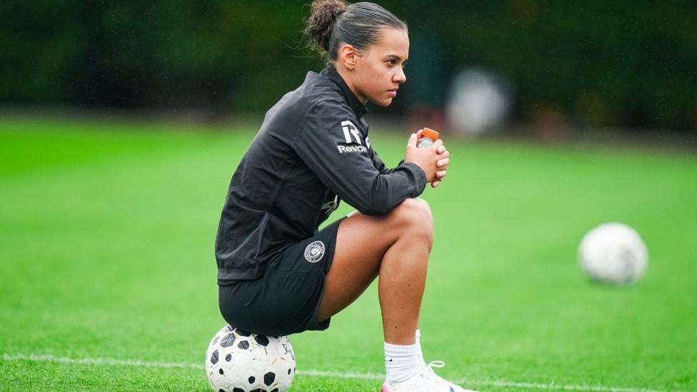 LOCKED IN : Iman Beney ready for her first training session. 