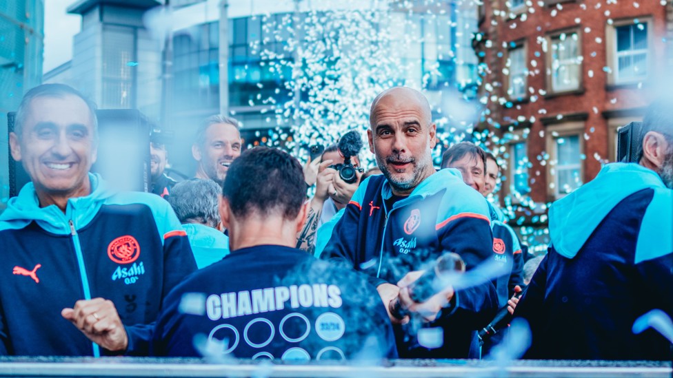 WHAT A BANGER : Pep fires a confetti cannon