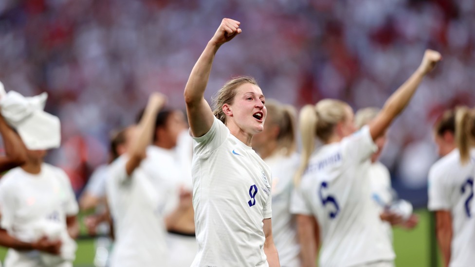 IT’S COMING HOME : Ellen White grabbed two goals for England in the Lionesses’ march to Euro 2022 glory this summer