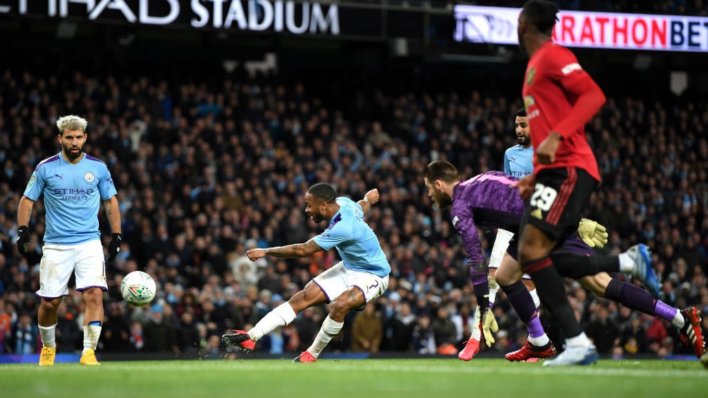 RAZZLE DAZZLE: Sterling does well to get past De Gea but blazes over the bar.