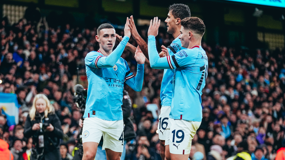 HIGH FIVES : Foden feels the love.