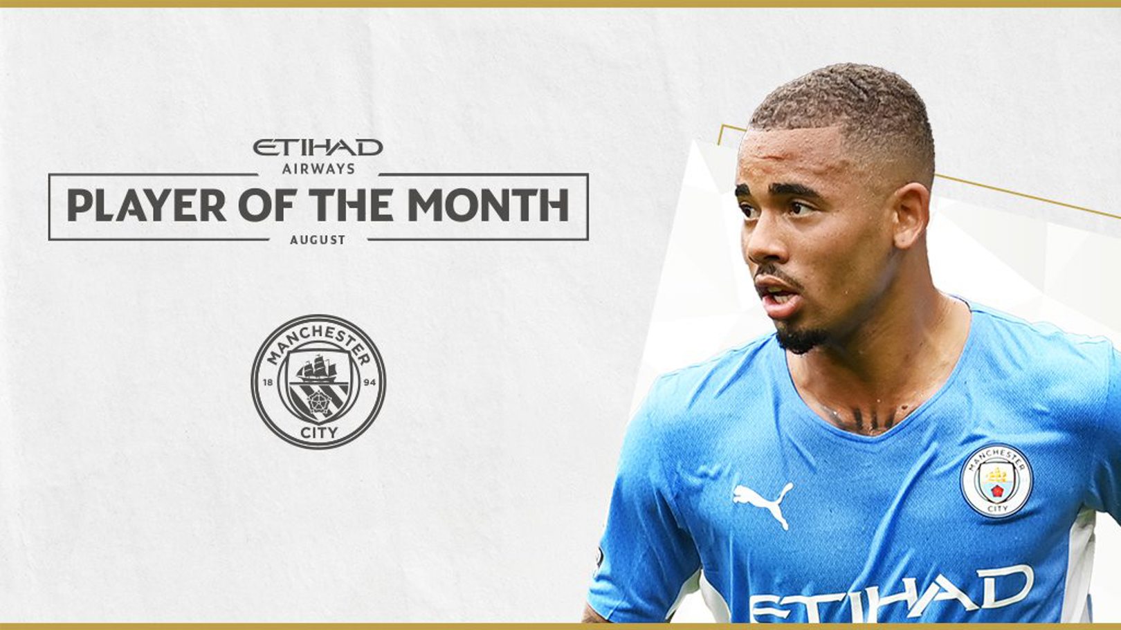 Gabriel Jesus voted Etihad Player of the Month