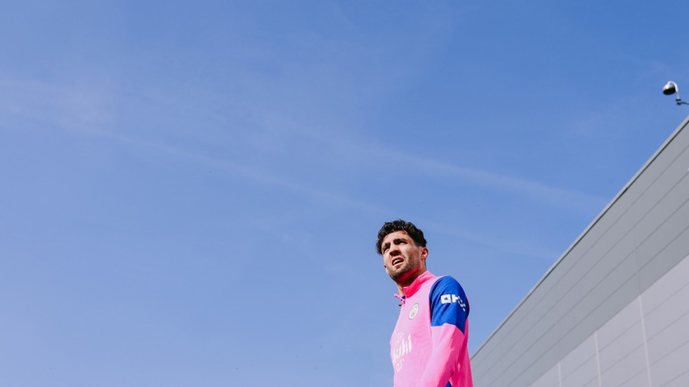 MR BLUE SKY: Mateo Kovacic is framed by a perfect spring backdrop.