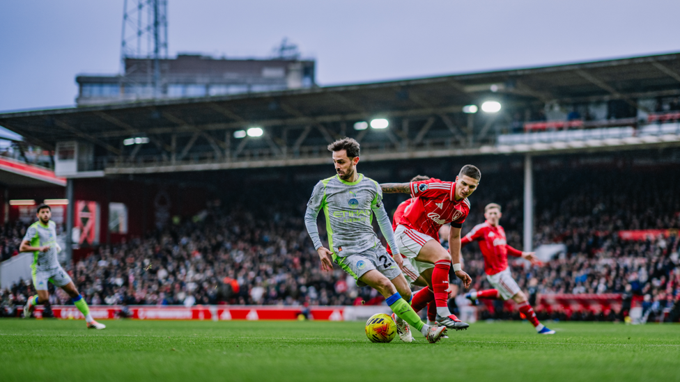 BUSY BERNARDO : Looking to unlock the Forest defence.