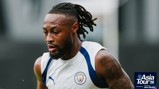 A Manchester City player in training gear during the Asia Tour '26, presented by Experience Abu Dhabi.