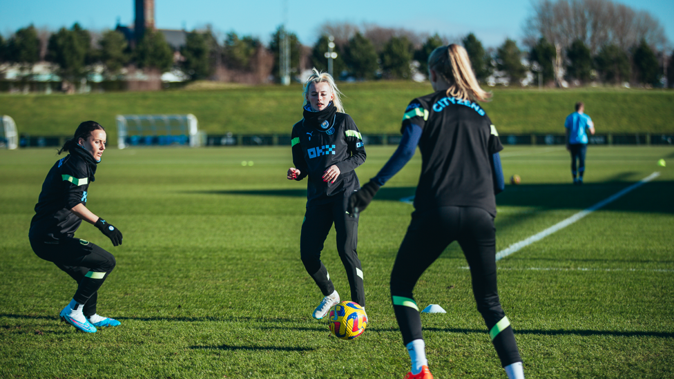 CENTRE OF ATTENTION: Chloe Kelly in the mix along with Hayley Raso.