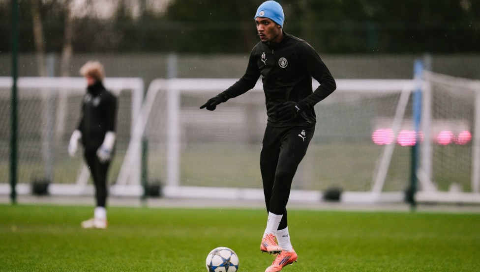 HATS THE WAY TO DO IT: Christian McFarlane during Tuesday's session.