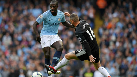 MEN AT WORK: Benjamin Mendy looks to put City on the attack
