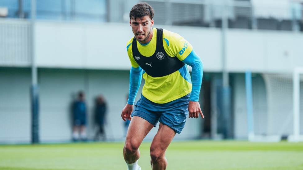 DARTIN DIAS : Ruben Dias looks to attack the ball. 