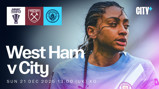 Promotional image for Subway Women's League Cup match between West Ham United and Manchester City on Sunday, December 21, 2025, at 13:00 UK time.