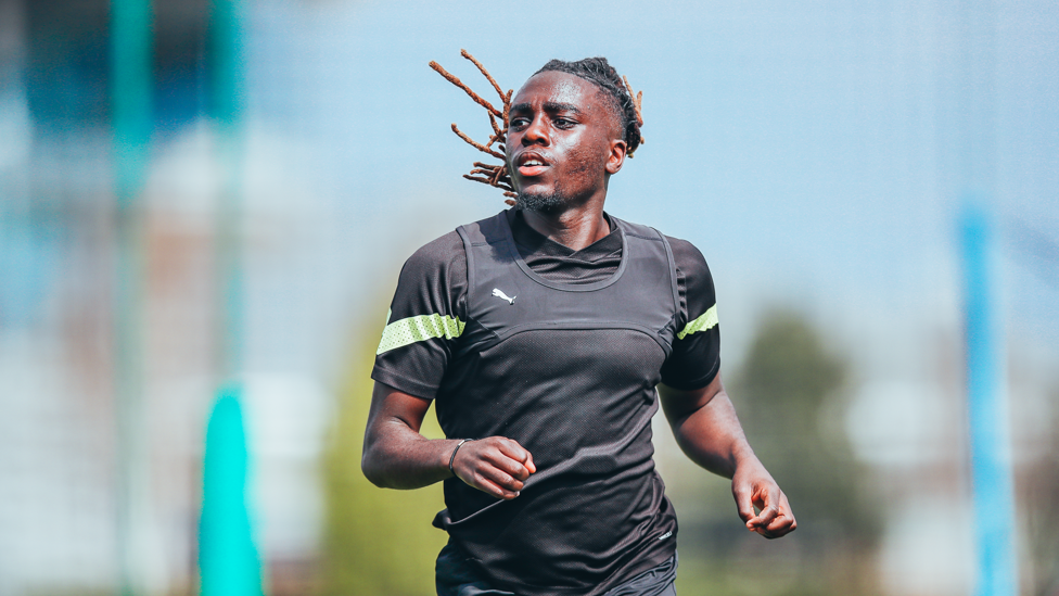 WORKING HARD : Terrell Agyemang puts in the miles 