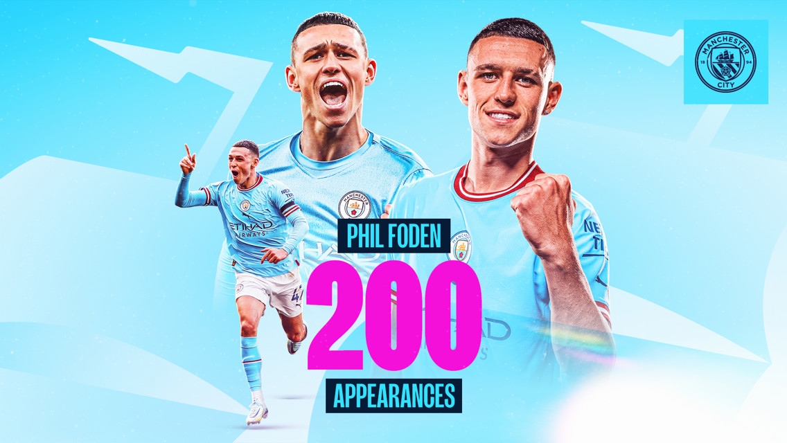 Foden reaches 200 City appearances