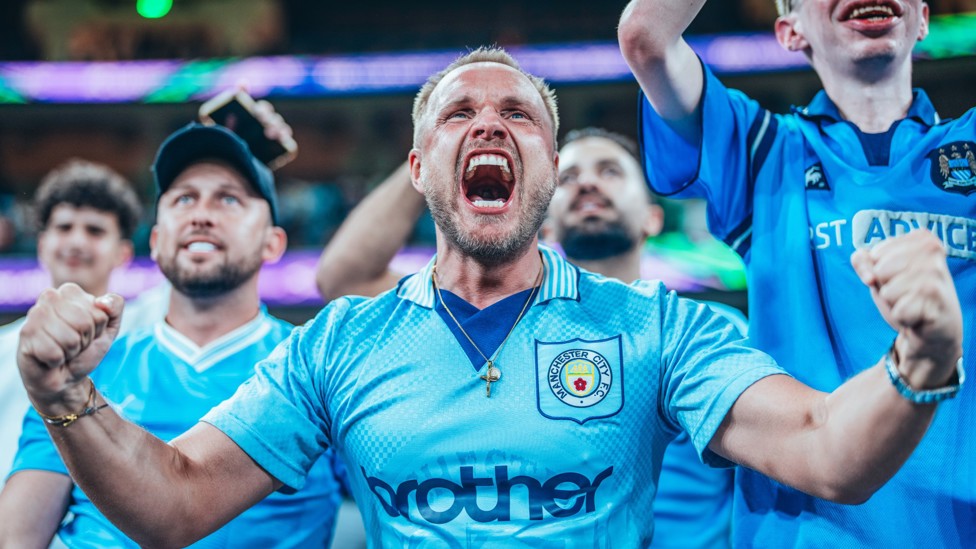 BLUE MOON : City fans celebrate in Jeddah.