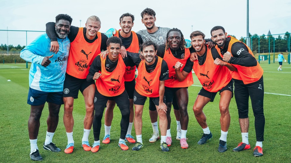 WINNERS : Celebration time after the small-sided game!