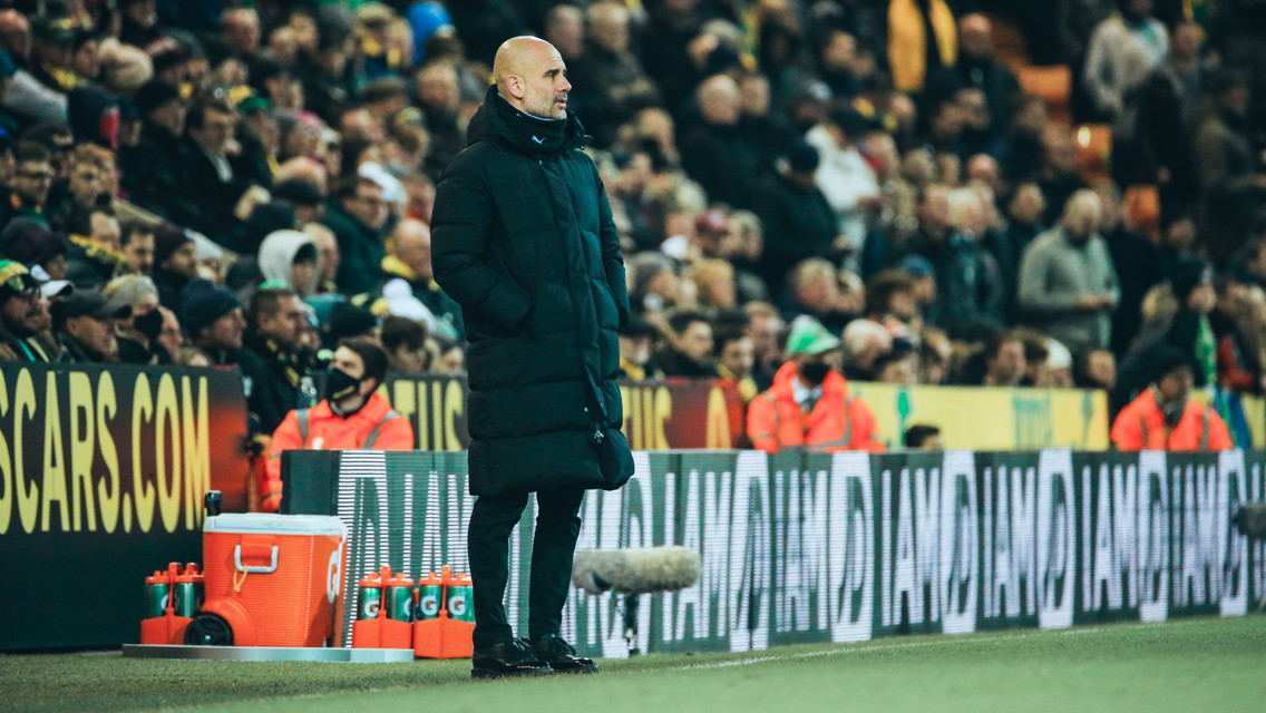 THE BOSS: Guardiola watches on.