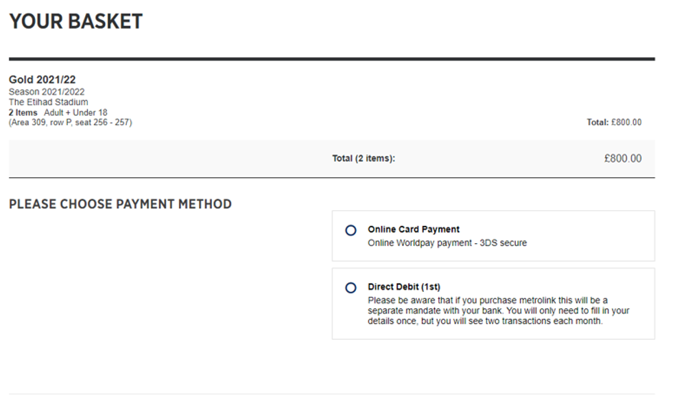 Choose payment method