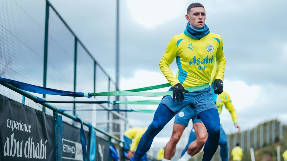BAND WORK : Foden tests his speed and power