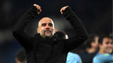ALL SMILES: Pep Guardiola salutes the City fans after the Blues' spot-kick win