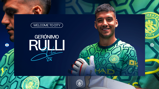 Graphic image announcing Gerónimo Rulli joining Manchester City with 'Welcome to City,' featuring the Manchester City logo and showing the player in the team's goalkeeper kit.