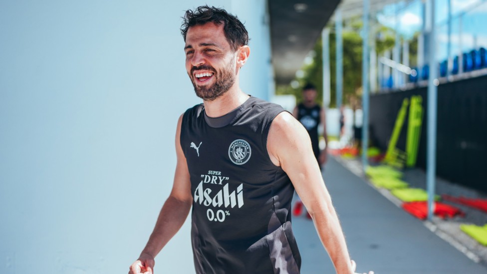 SOLID SILVA: Bernardo was all smiles ahead of Monday's session.