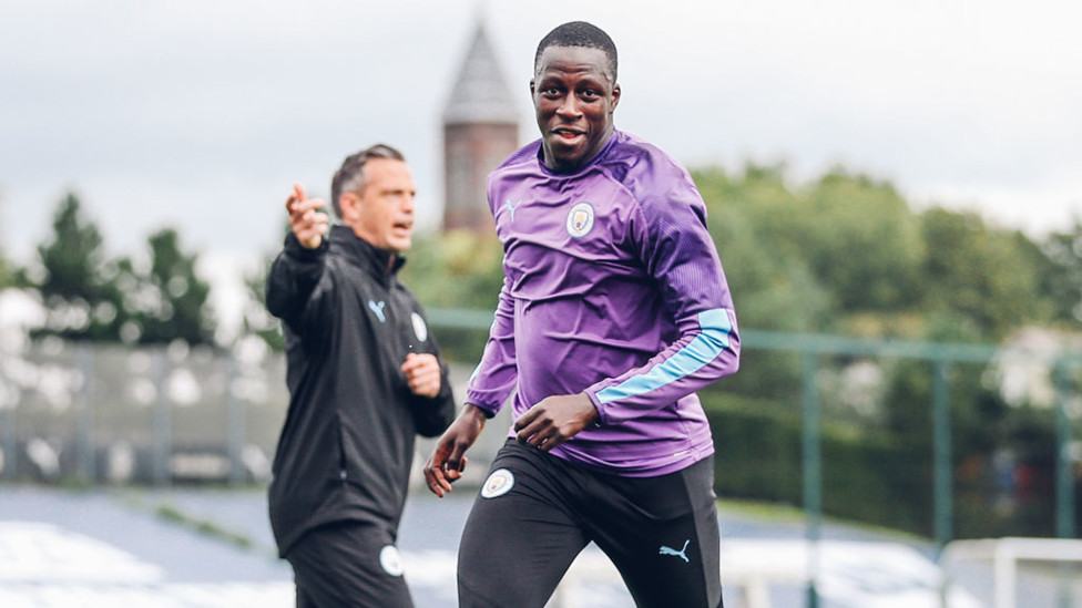 PURPLE REIGN : Benjamin Mendy is put through his paces