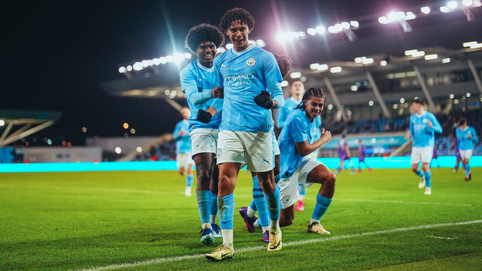 DOUBLE DELIGHT: Emilio Lawrence is all smiles after his stunning strike.