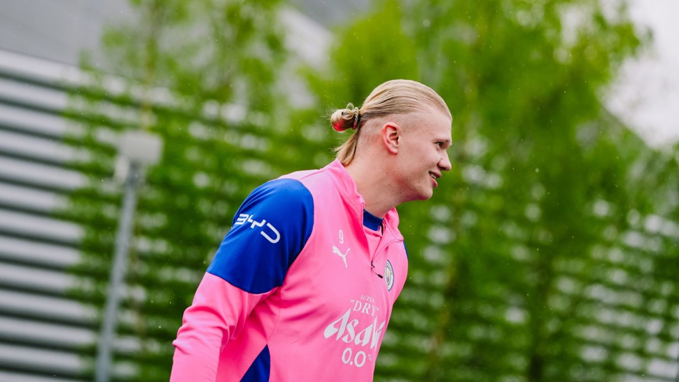 JOINING IN : Erling Haaland heads out on to the pitches