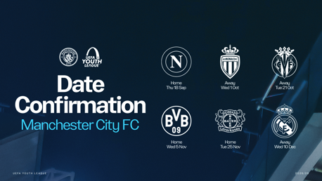 City’s 2025/26 UEFA Youth League opponents confirmed for League Phase