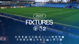 Image announcing the 2026/27 Premier League fixtures at Joie Stadium. Includes Manchester City and Premier League logos along with logos of various football clubs.