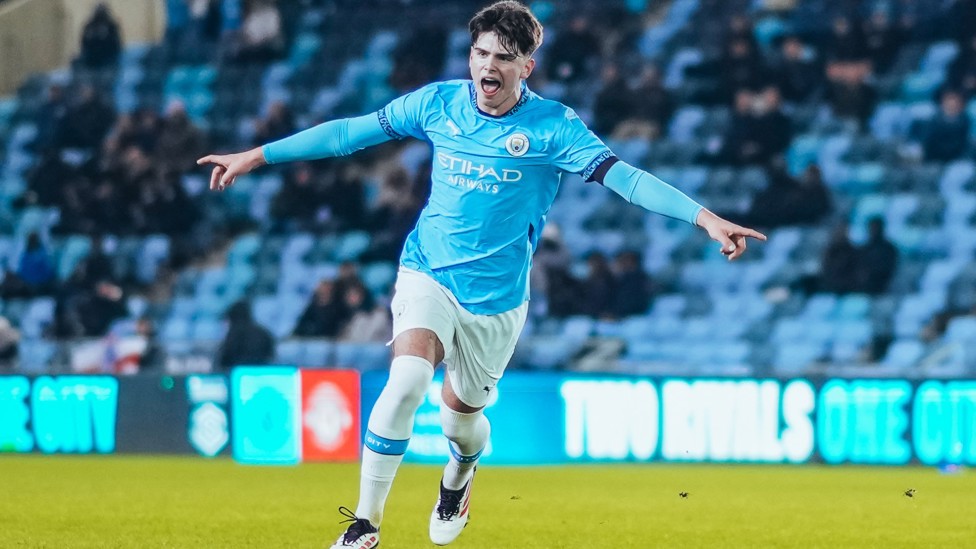 MAGIC MILES : Harrison Miles full of jubilation after his goal in our 5-1 FA Youth Cup win over Millwall. 