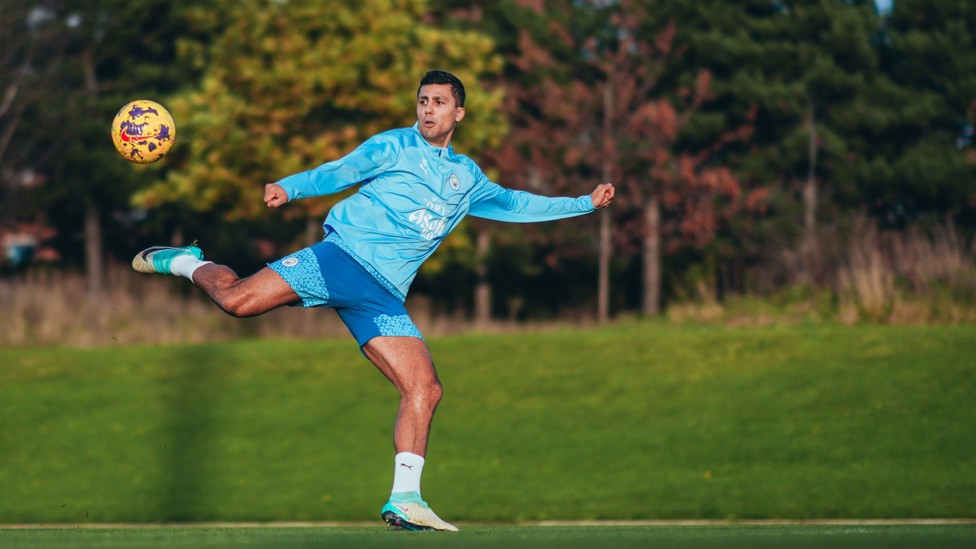 RODRIGO ROCKET : Our talented midfielder fires goalwards in training