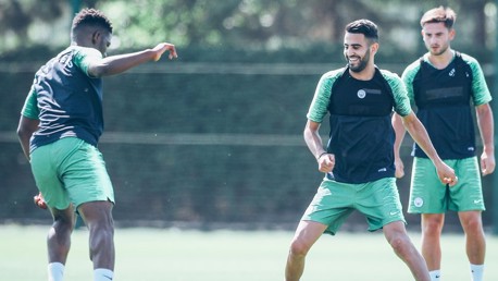 WATCHING BRIEF: Patrick Roberts keeps a close eye on Mahrez