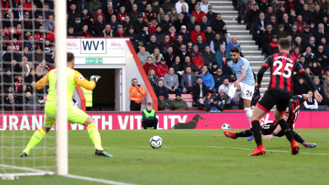 SUPER SUB: Riyad Mahrez breaks the deadlock with a close-range shot early in the second half