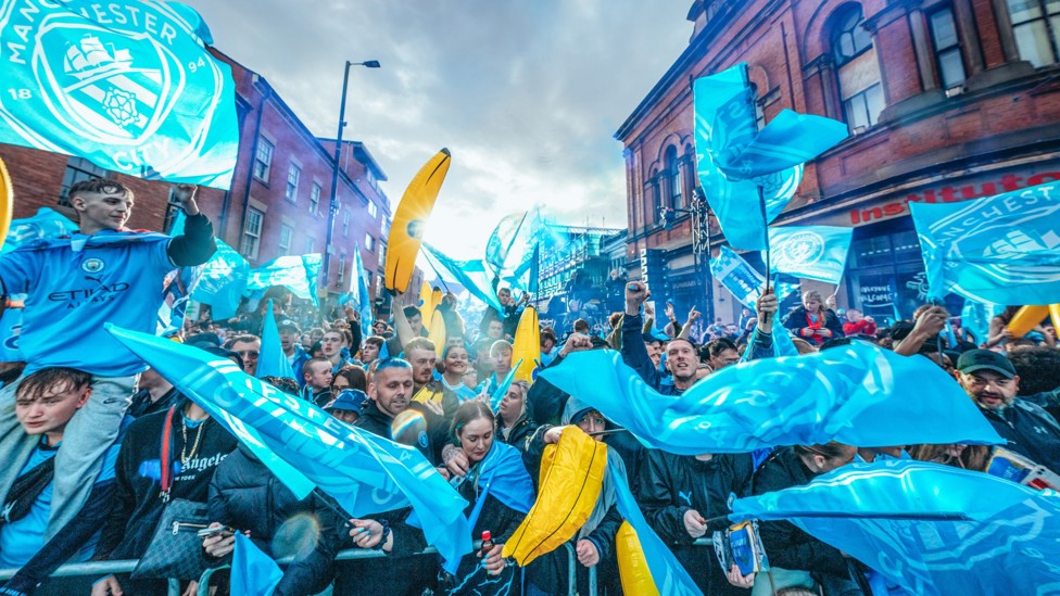 GOING BANANAS : City fans enjoying the day
