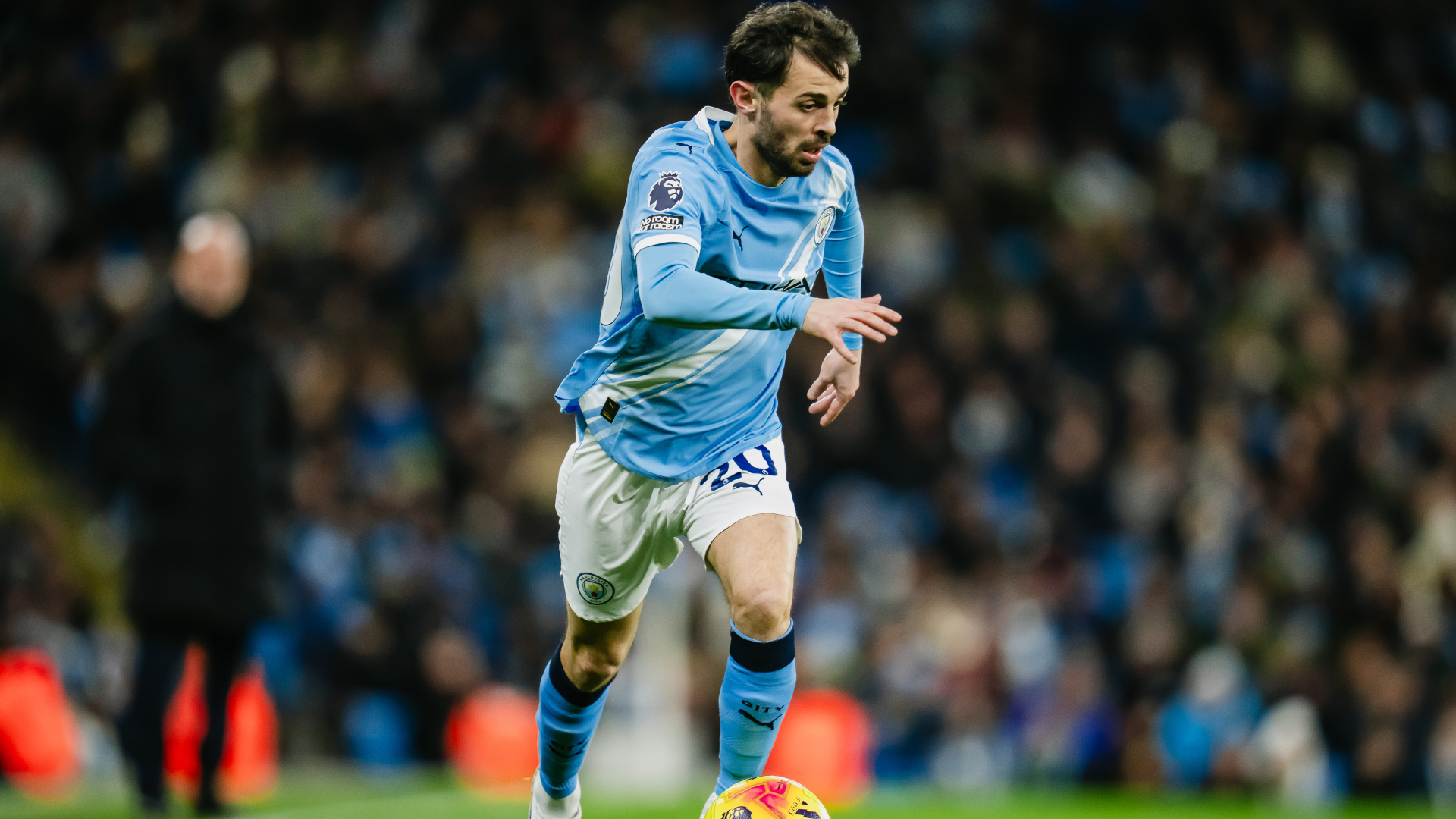 LEADING MAN: Skipper Bernardo Silva pushes on for City.