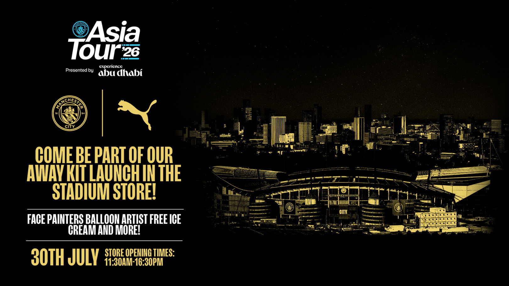 City's 2026/27 PUMA Away Kit to be revealed at Stadium Store event!