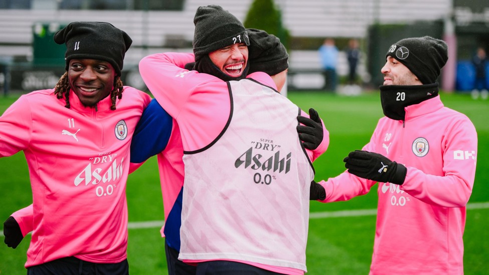 HUG IT OUT : Close bond between the players on show 