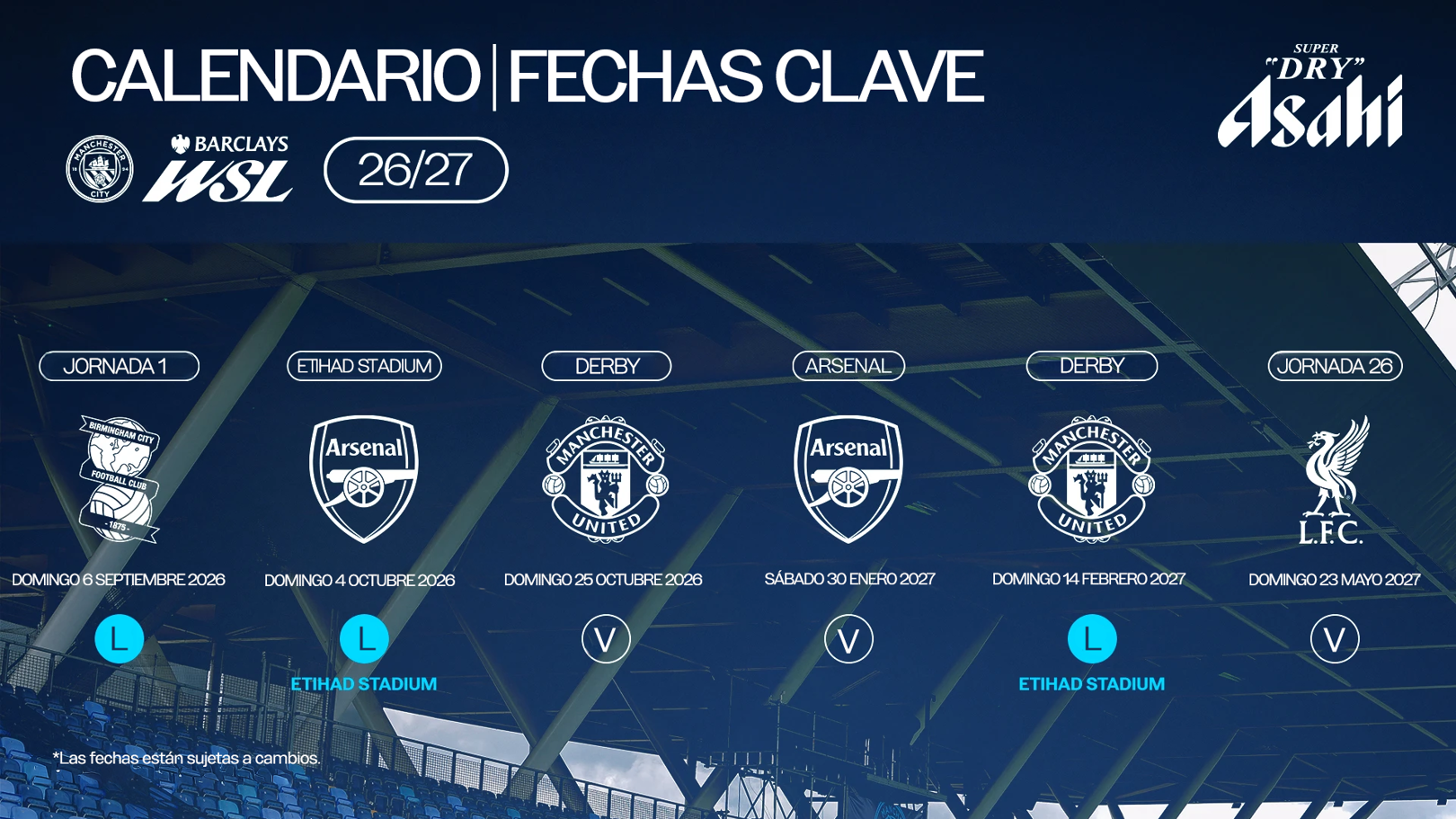 Las fechas clave de la WSL 26/27