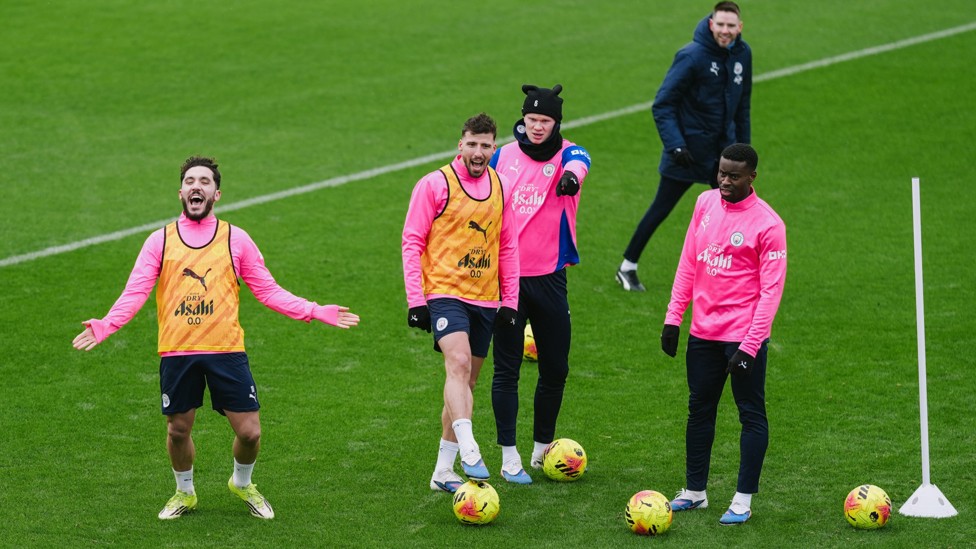 All smiles : The City players enjoying training