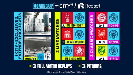 Coming up on CITY+ and Recast this December