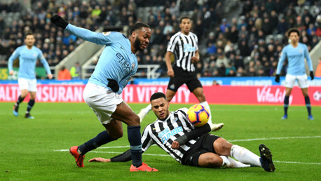 CAUSING A STER: Raheem Sterling clips a cross into a dangerous area