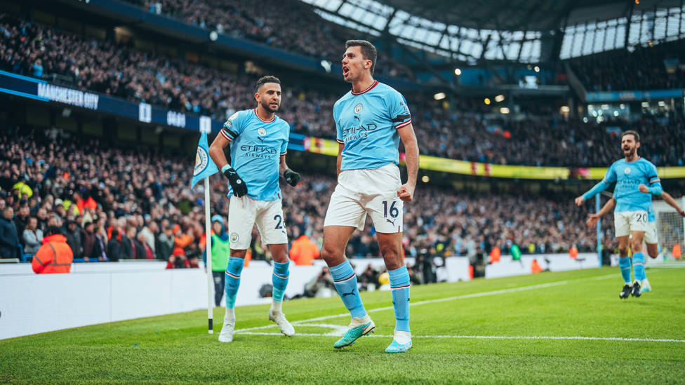 WHAT A START! : Rodri scores early to make it 1-0 against Aston Villa.