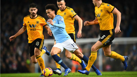MAN ON A MISSION: Leroy Sane races through the Wolves defence